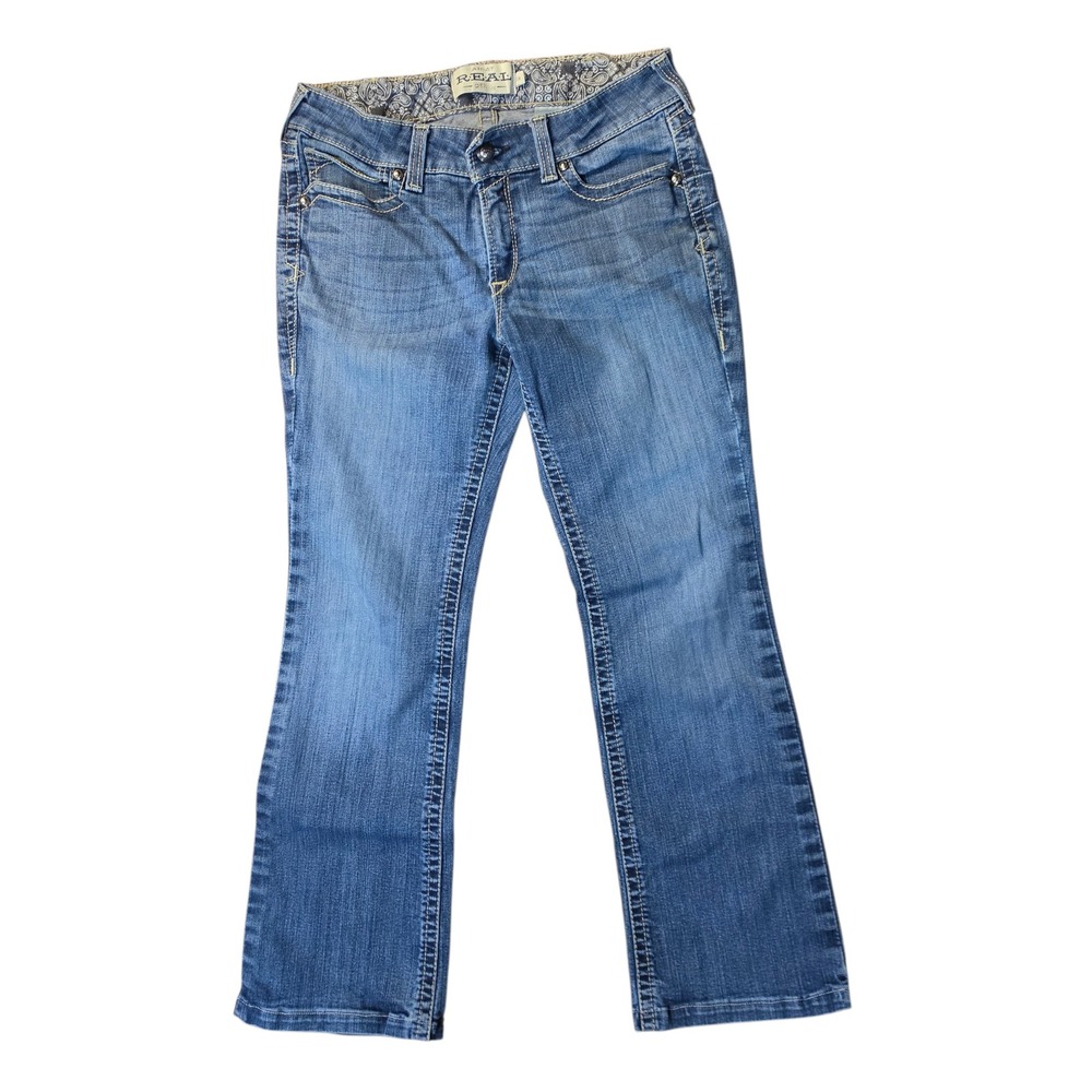 Ariat REAL Denim Womens 31Rx29 Bootcut Jeans‎ Medium Wash Embroidered Pockets